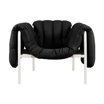 Puffy loungefåtölj - Black leather-cream - Hem
