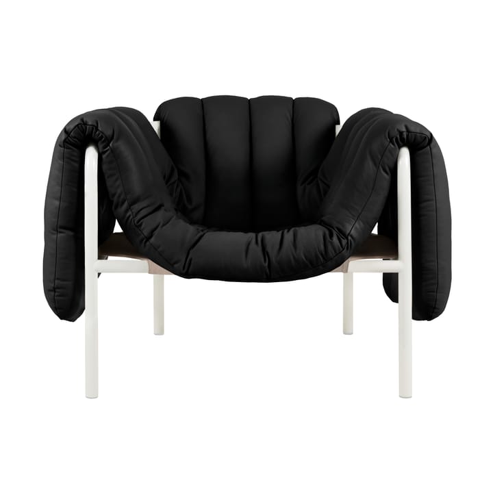 Puffy loungefåtölj - Black leather-cream - Hem