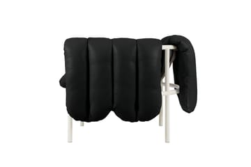 Puffy loungefåtölj - Black leather-cream - Hem