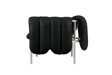 Puffy loungefåtölj - Black leather-rostfritt stål - Hem