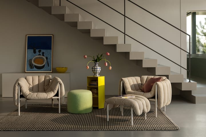 Puffy loungefåtölj, Dark green leather-black grey Hem