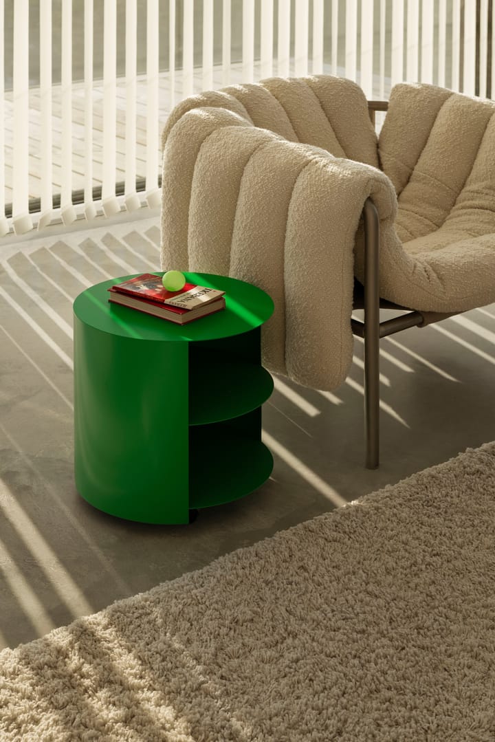 Puffy loungefåtölj, Dark green leather-black grey Hem