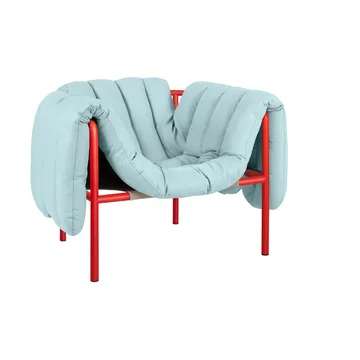 Puffy loungefåtölj - Light blue leather-traffic red - Hem