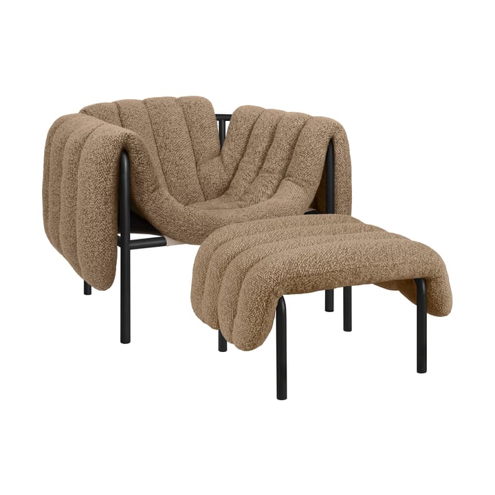 Puffy loungefåtölj + ottoman - Sawdust-black grey - Hem