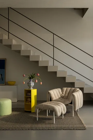 Puffy loungefåtölj + ottoman - Sawdust-rostfritt stål - Hem