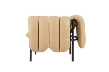 Puffy loungefåtölj - Sand leather-black grey - Hem