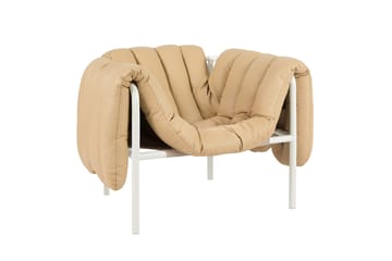Puffy loungefåtölj - Sand leather-cream - Hem