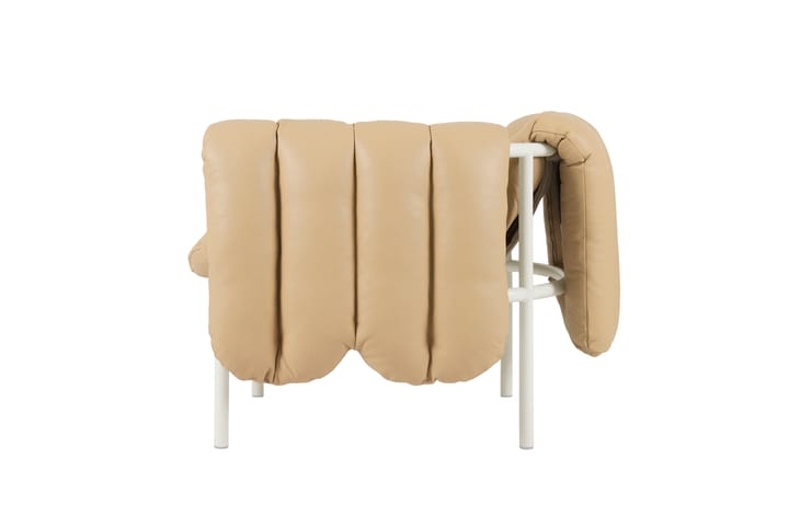 Puffy loungefåtölj, Sand leather-cream Hem