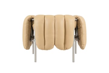 Puffy loungefåtölj - Sand leather-rostfritt stål - Hem