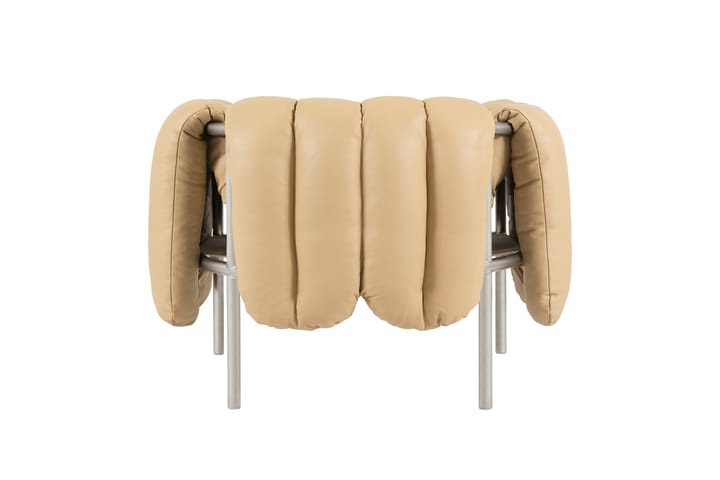 Puffy loungefåtölj, Sand leather-rostfritt stål Hem