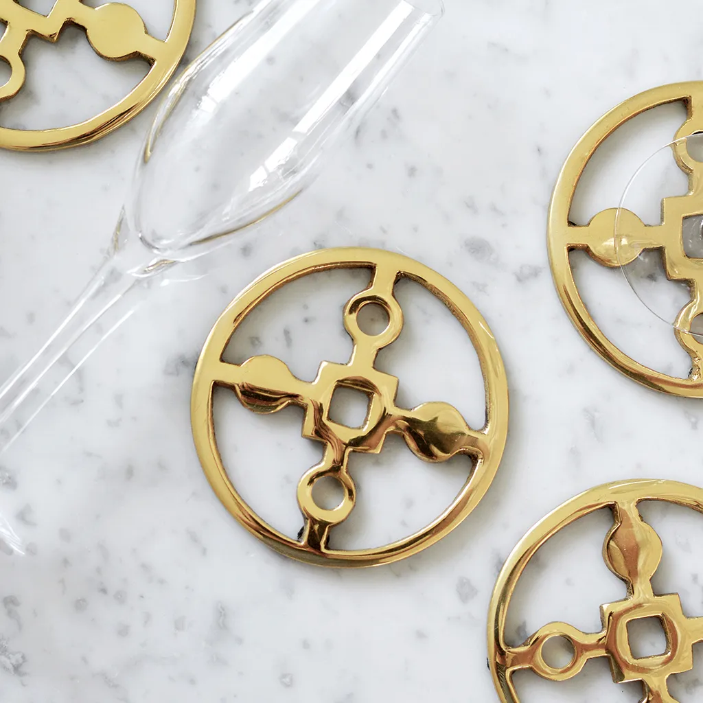 Anima Gemella glasunderlägg 4-pack, Solid mässing Hilke Collection