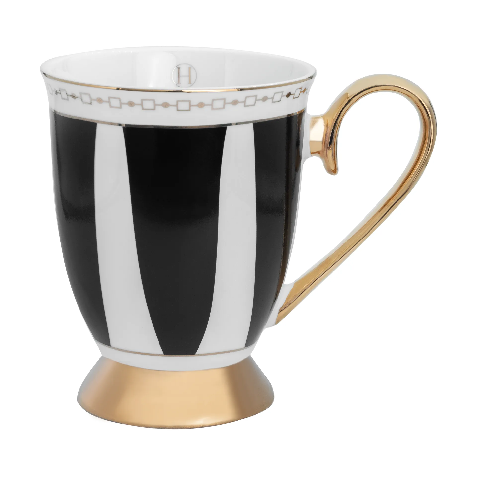 Strisce Nero mugg 28 cl, Svart-vit-guld Hilke Collection