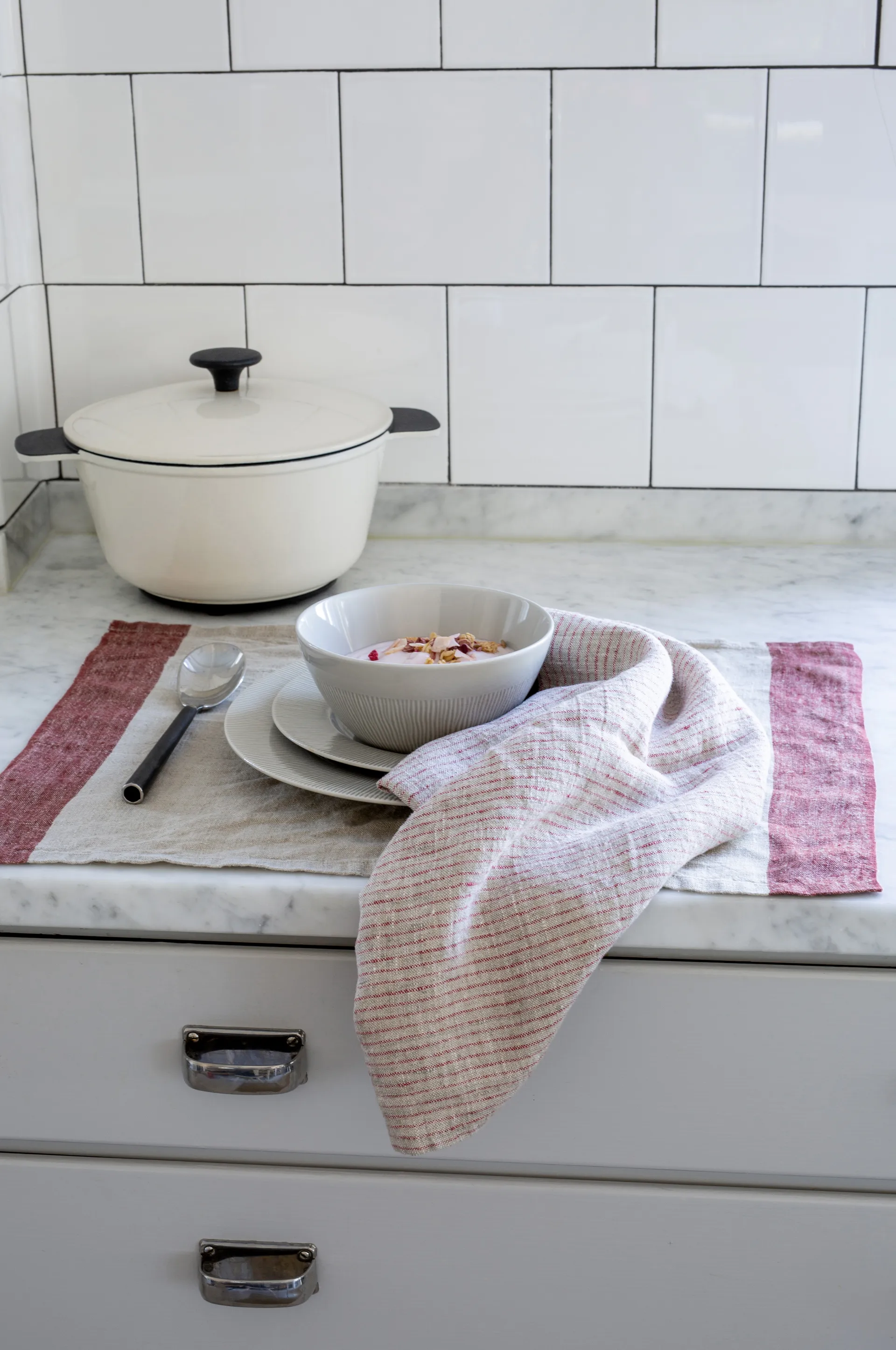 Linus kökshandduk 50x70 cm 2-pack, True red-natural Himla