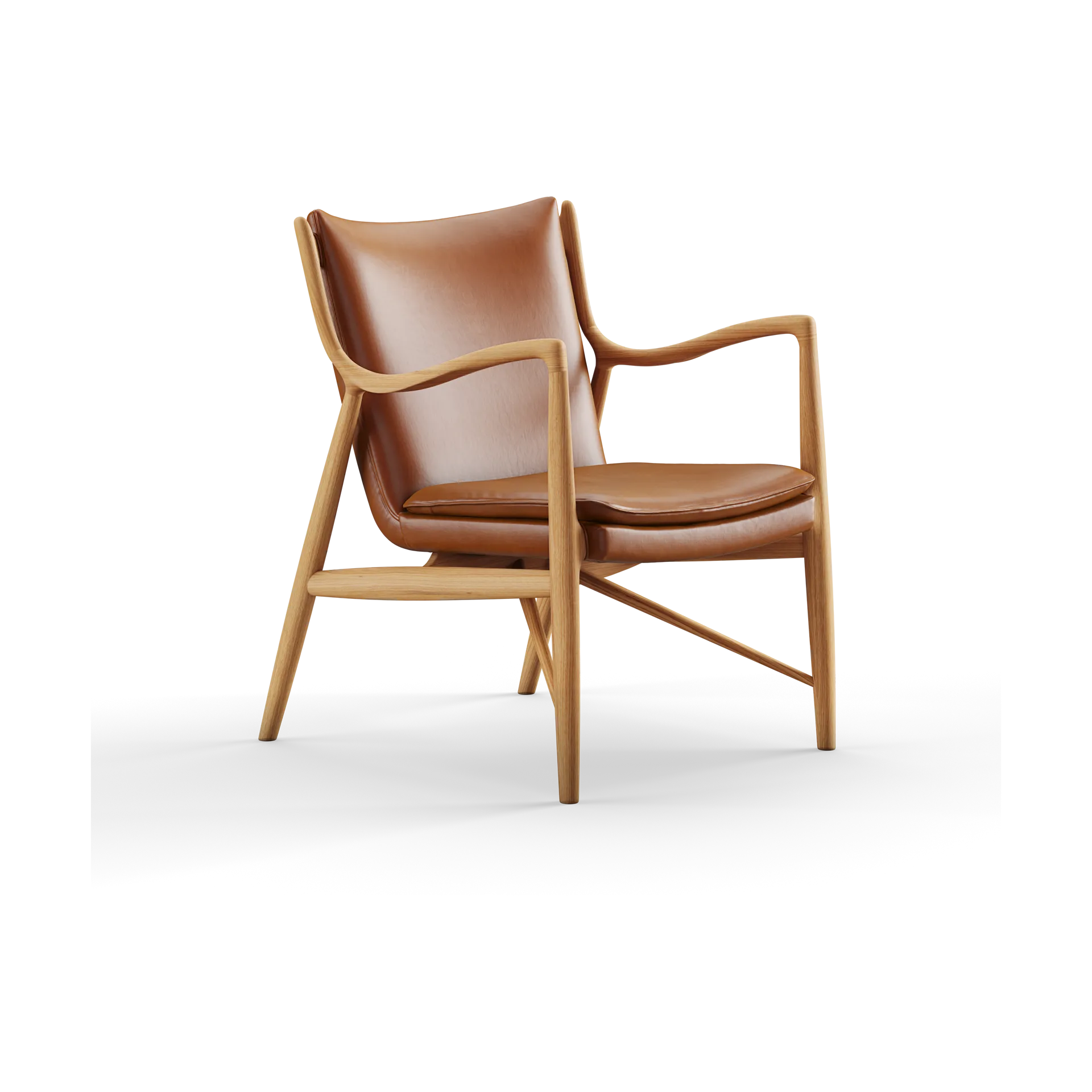 45 Chair fåtölj, Ek-nevada cognac NV2488S House of Finn Juhl