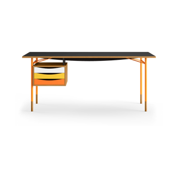 Nyhavn desk skrivbord med skrivbordslådor - Ek-sv laminat-orange ben varm - House of Finn Juhl