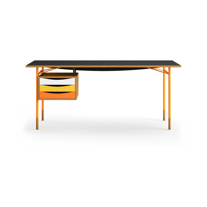 Nyhavn desk skrivbord med skrivbordslådor - Ek-sv laminat-orange ben varm - House of Finn Juhl
