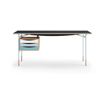 Nyhavn desk skrivbord med skrivbordslådor - Lj ek-sv laminat-blå ben kall - House of Finn Juhl