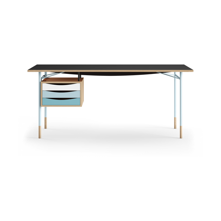 Nyhavn desk skrivbord med skrivbordslådor - Lj ek-sv laminat-blå ben kall - House of Finn Juhl