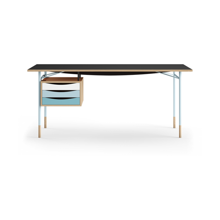 Nyhavn desk skrivbord med skrivbordslådor, Lj ek-sv laminat-blå ben kall House of Finn Juhl