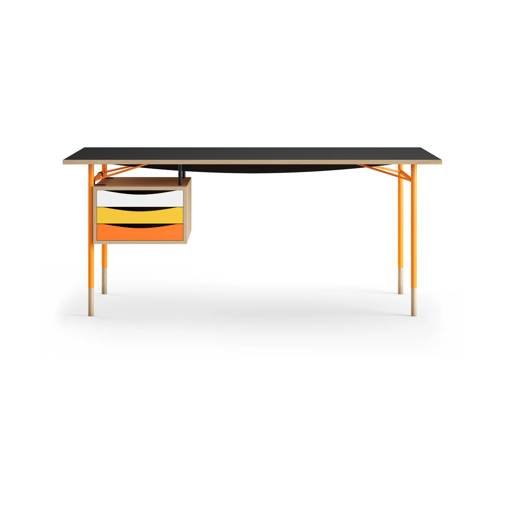 Nyhavn desk skrivbord med skrivbordslådor, Lj ek-sv laminat-orange ben varm House of Finn Juhl