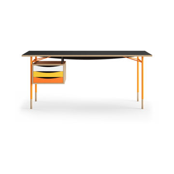 Nyhavn desk skrivbord med skrivbordslådor - Lj ek-sv laminat-orange ben varm - House of Finn Juhl