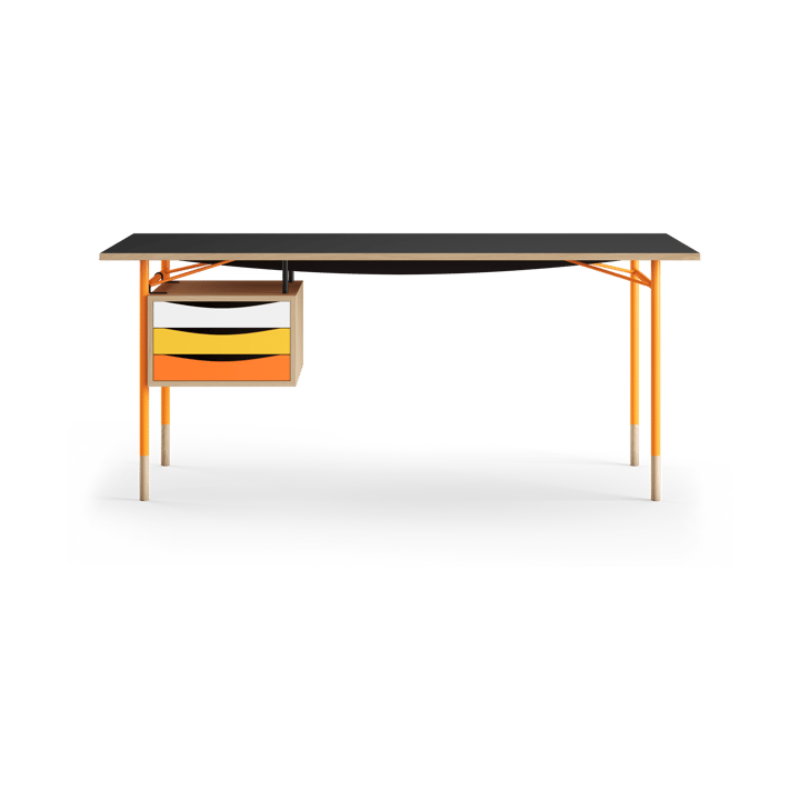 Nyhavn desk skrivbord med skrivbordslådor - Lj ek-sv laminat-orange ben varm - House of Finn Juhl