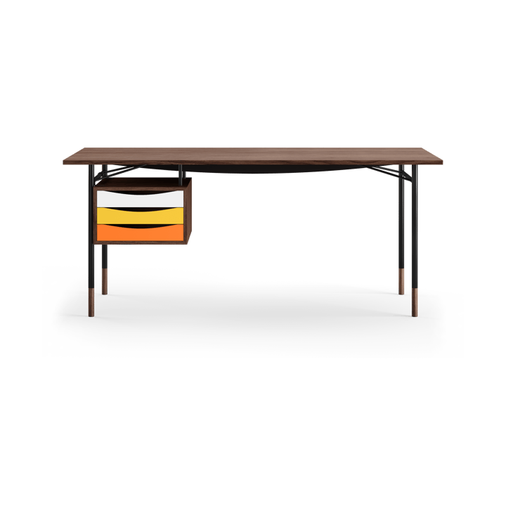 Nyhavn desk skrivbord med skrivbordslådor - Valnöt-svarta ben varm färgskala - House of Finn Juhl