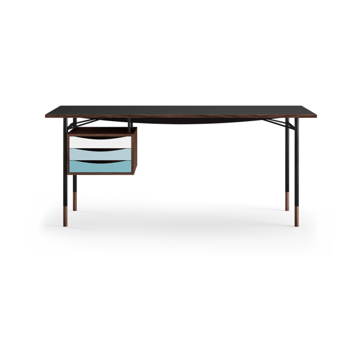 Nyhavn desk skrivbord med skrivbordslådor, valnöt/svart-kall färgskala House of Finn Juhl