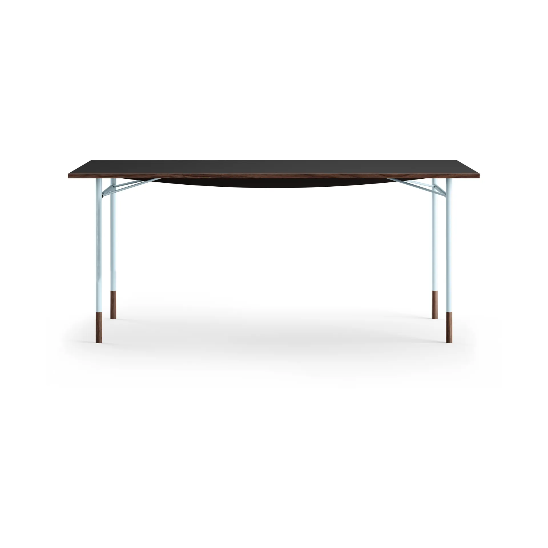 Nyhavn desk skrivbord utan skrivbordslådor, Valnöt-svart laminat-blå ben House of Finn Juhl