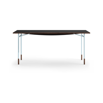 Nyhavn desk skrivbord utan skrivbordslådor - Valnöt-svart laminat-blå ben - House of Finn Juhl