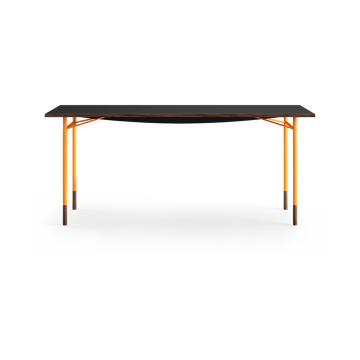 Nyhavn desk skrivbord utan skrivbordslådor - Valnöt-svart laminat-orangea ben - House of Finn Juhl