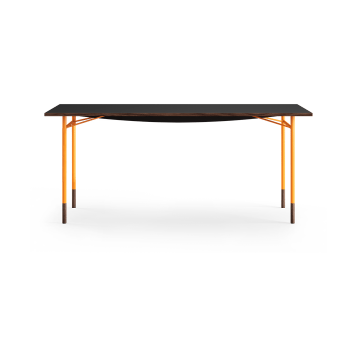 Nyhavn desk skrivbord utan skrivbordslådor - Valnöt-svart laminat-orangea ben - House of Finn Juhl