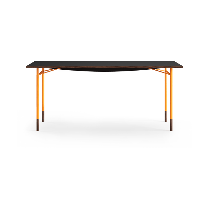 Nyhavn desk skrivbord utan skrivbordslådor, Valnöt-svart laminat-orangea ben House of Finn Juhl