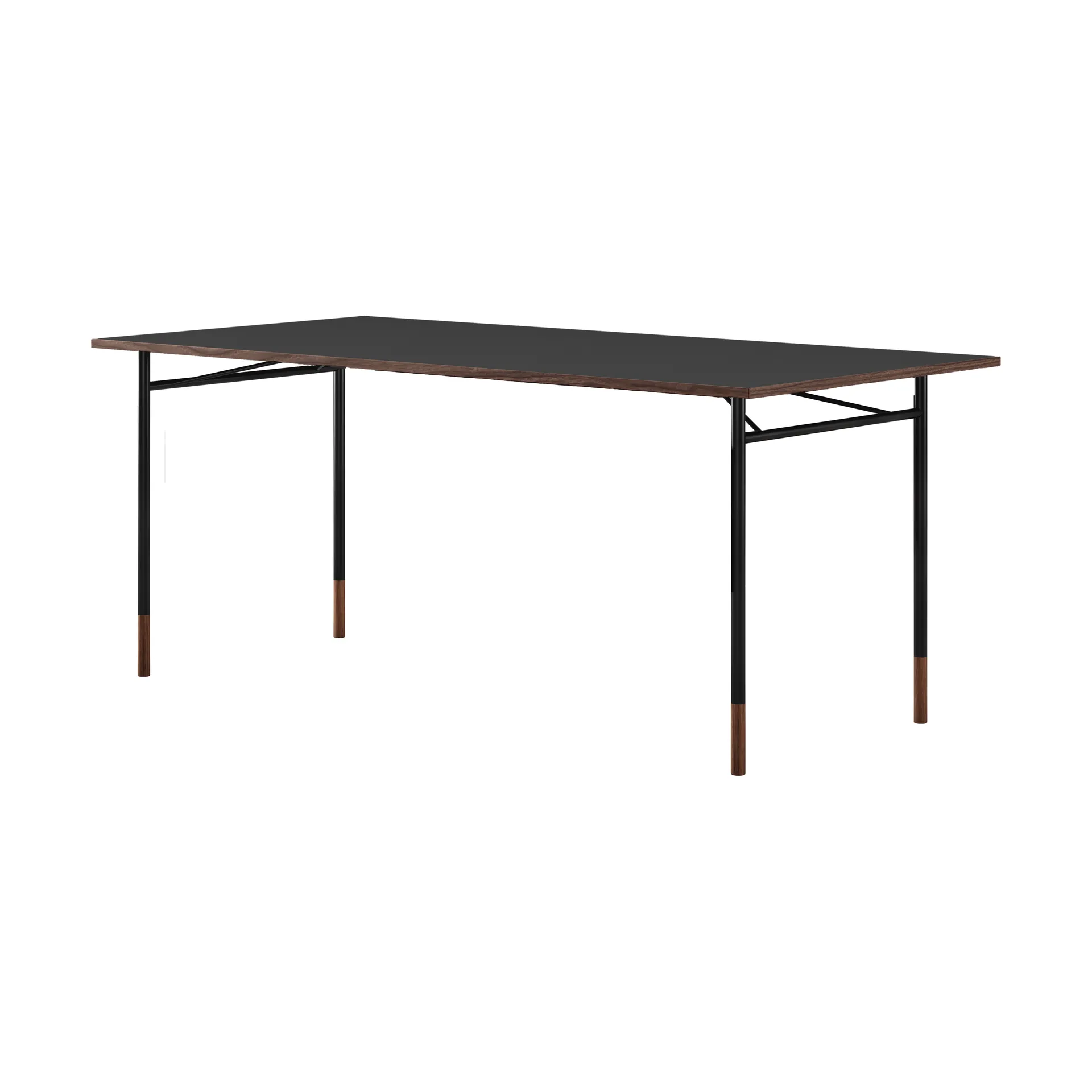 Nyhavn desk skrivbord utan skrivbordslådor, valnöt-svart linoleum House of Finn Juhl