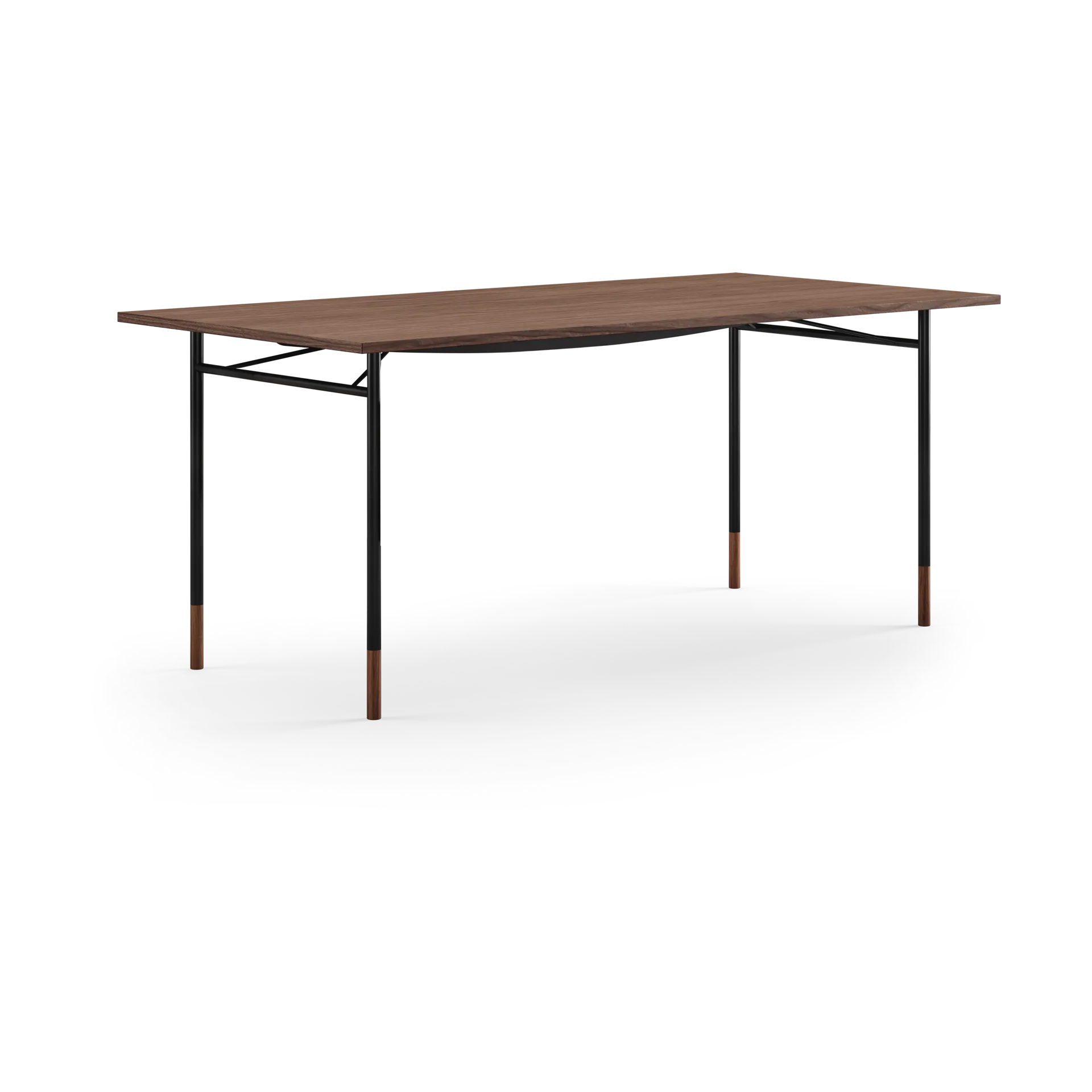 Nyhavn desk skrivbord utan skrivbordslådor, Valnöt-svarta ben House of Finn Juhl