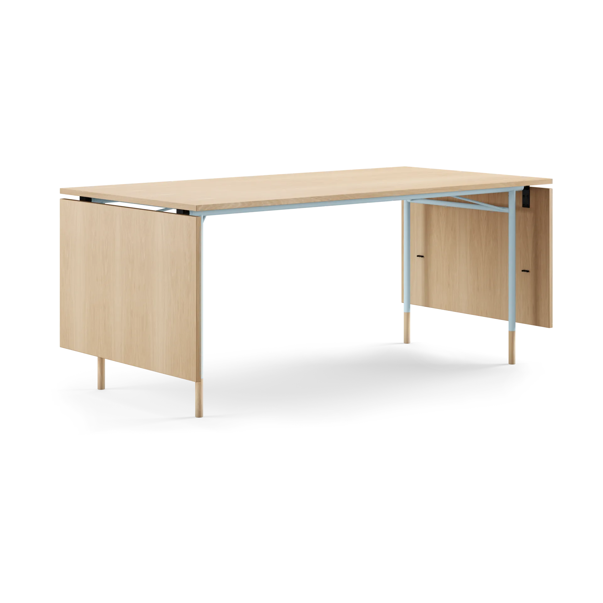 Nyhavn Dining Table matbord med klaffar, Ljus ek-ljusblå ben House of Finn Juhl