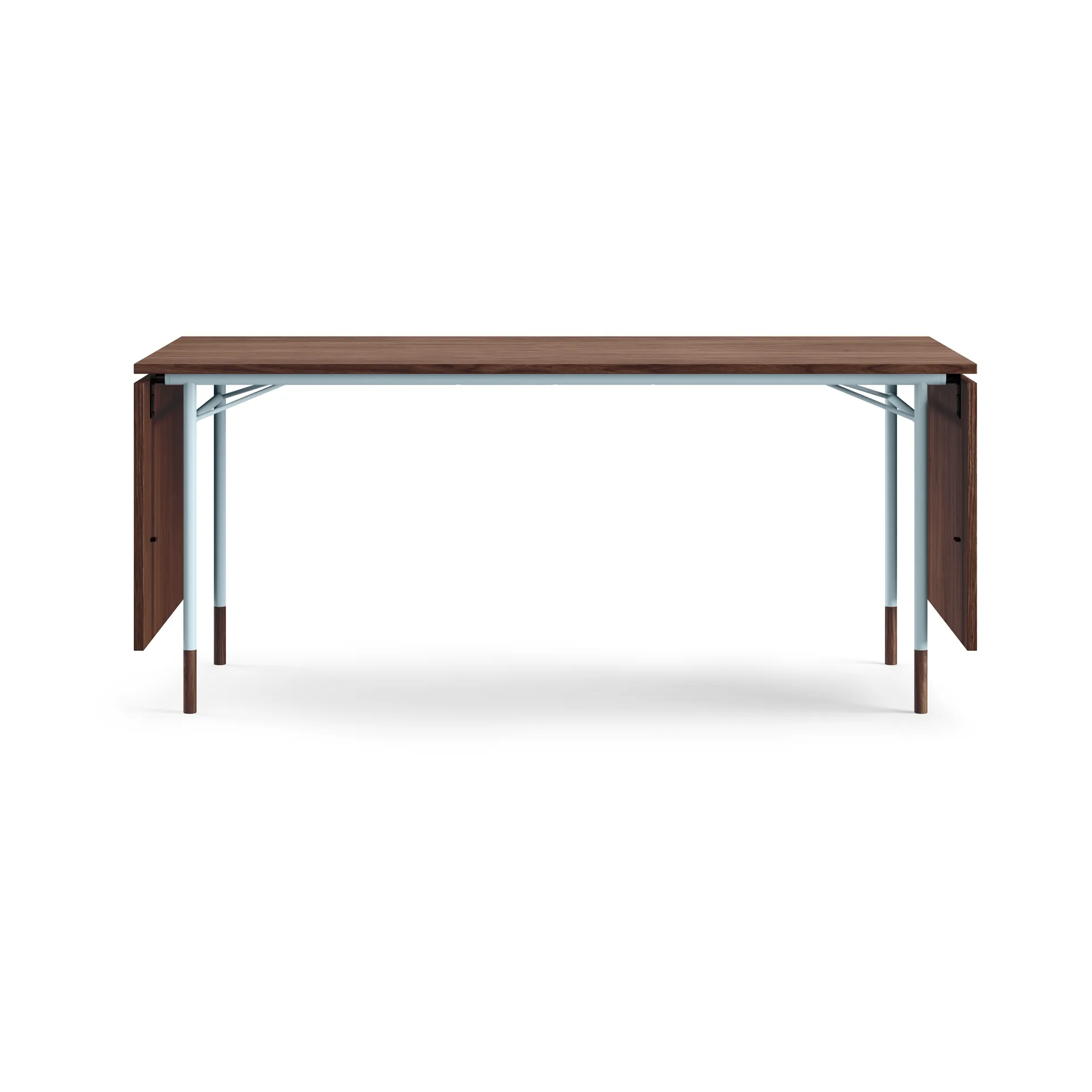 Nyhavn Dining Table matbord med klaffar, Valnöt-ljusblå ben House of Finn Juhl