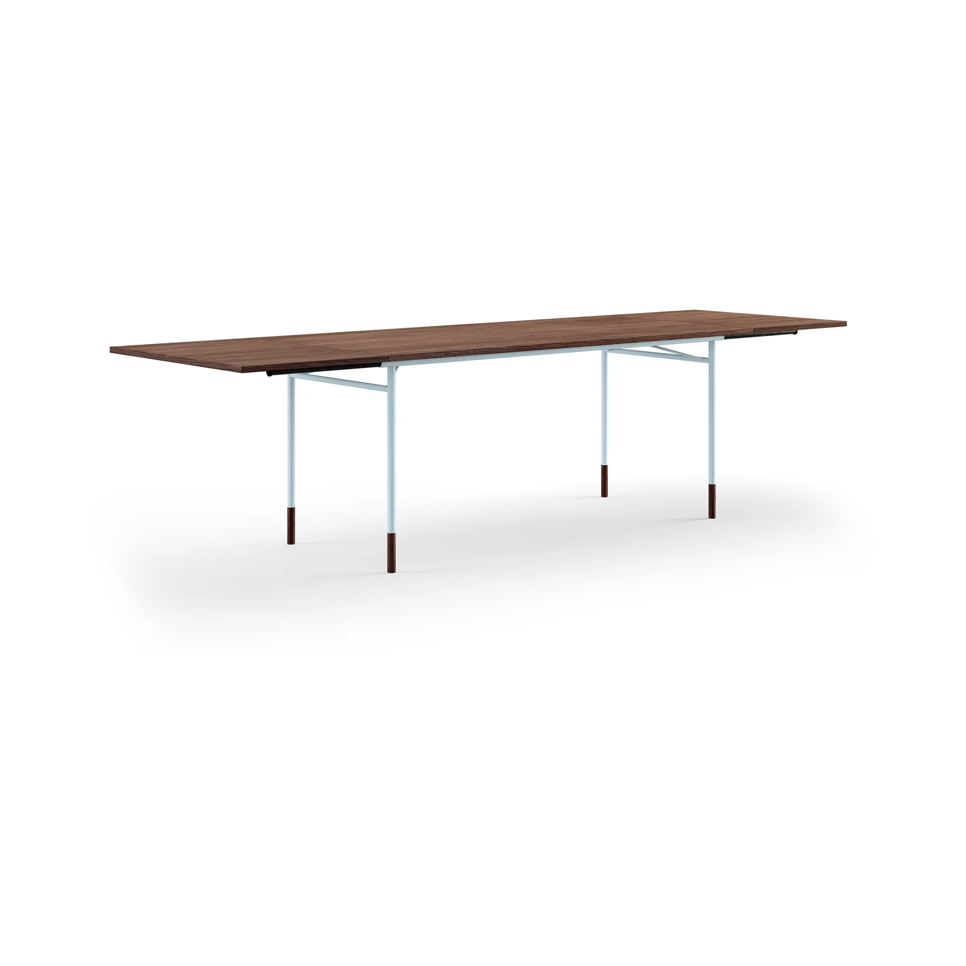 Nyhavn Dining Table matbord med klaffar, Valnöt-ljusblå ben House of Finn Juhl