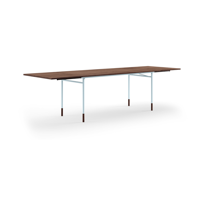 Nyhavn Dining Table matbord med klaffar, Valnöt-ljusblå ben House of Finn Juhl