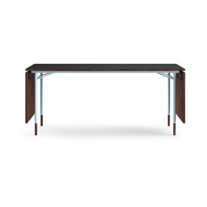 Nyhavn Dining Table matbord med klaffar, Valnöt-svart laminat-ljusblå ben House of Finn Juhl