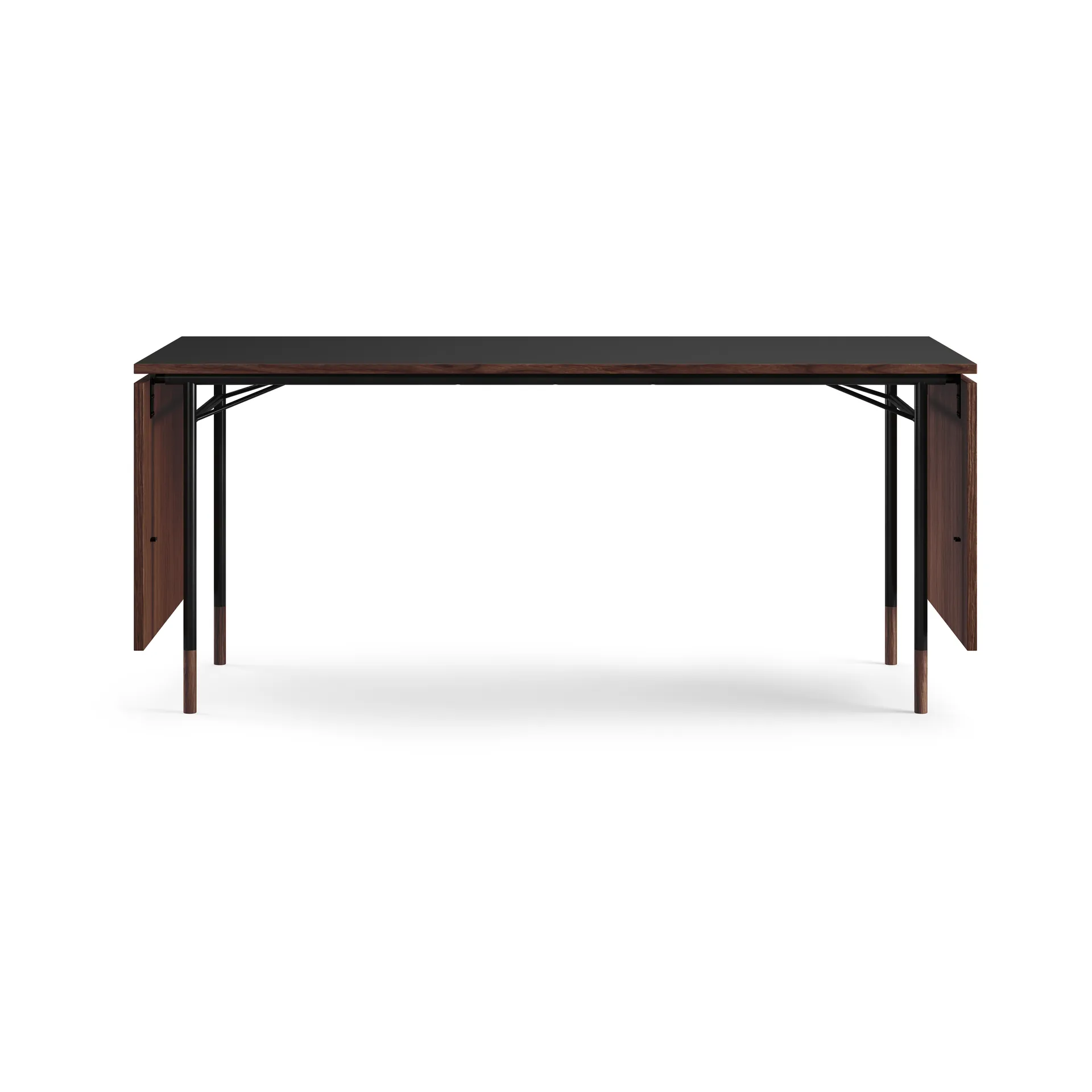 Nyhavn Dining Table matbord med klaffar, Valnöt-svart laminat-svarta ben House of Finn Juhl