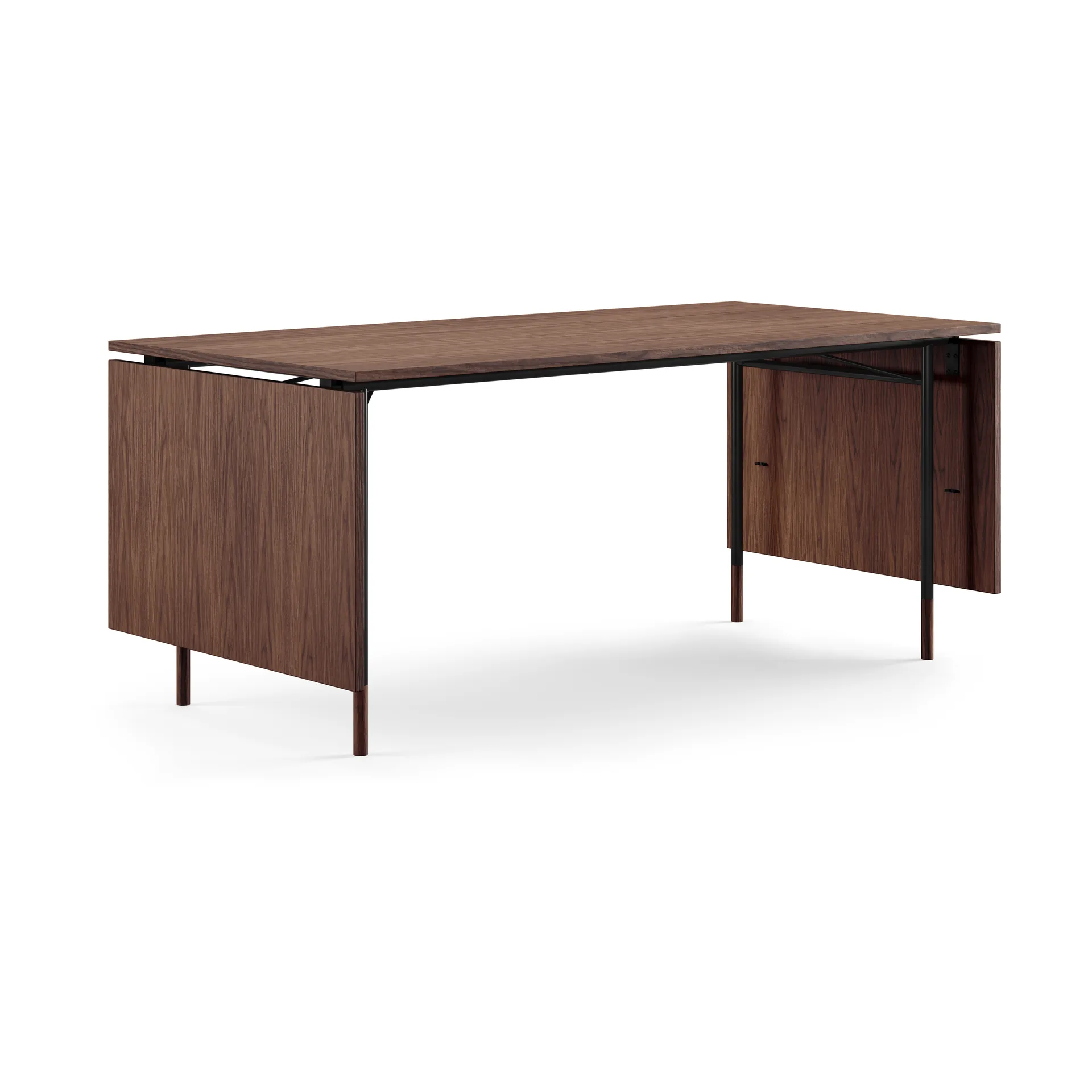 Nyhavn Dining Table matbord med klaffar, Valnöt-svarta ben House of Finn Juhl