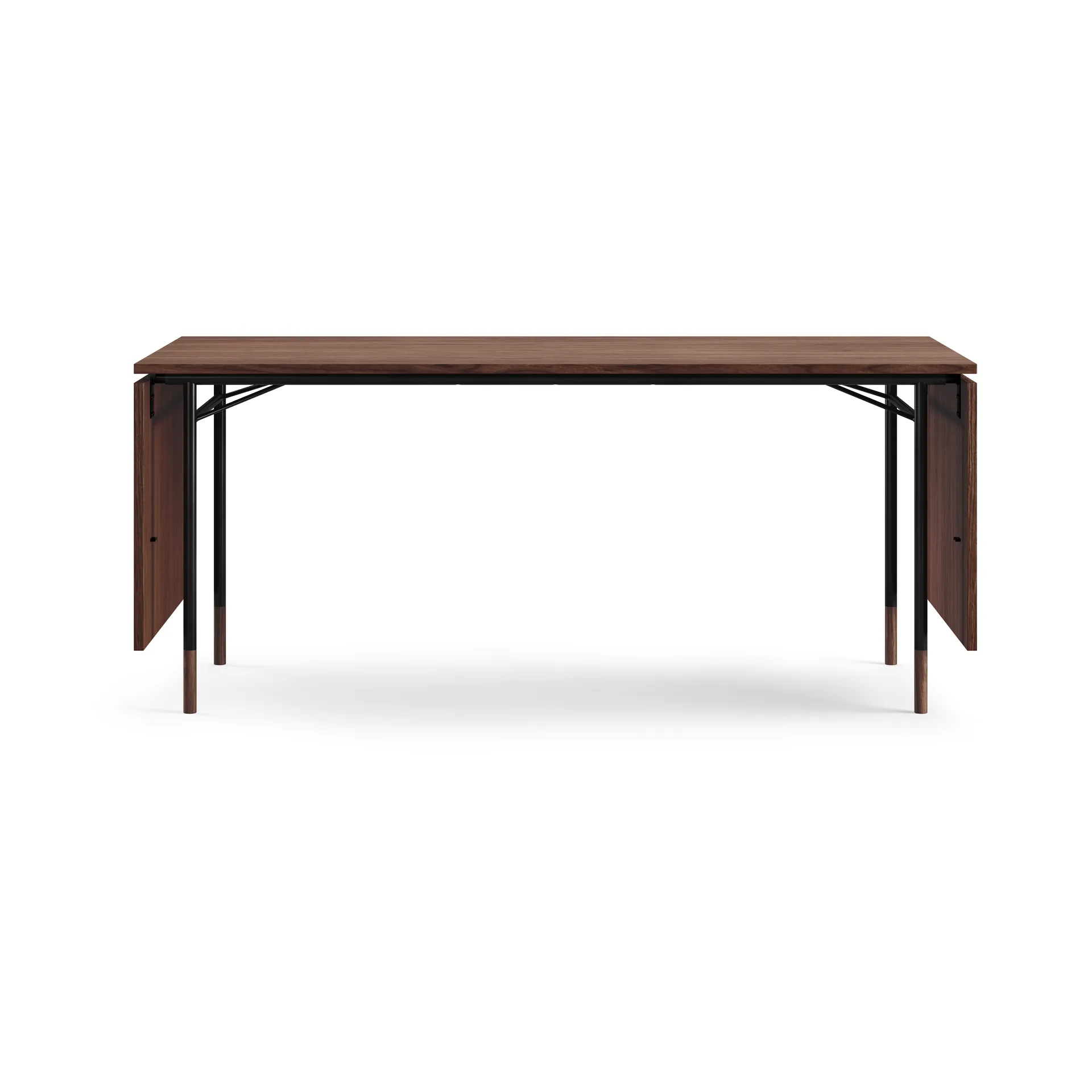 Nyhavn Dining Table matbord med klaffar, Valnöt-svarta ben House of Finn Juhl