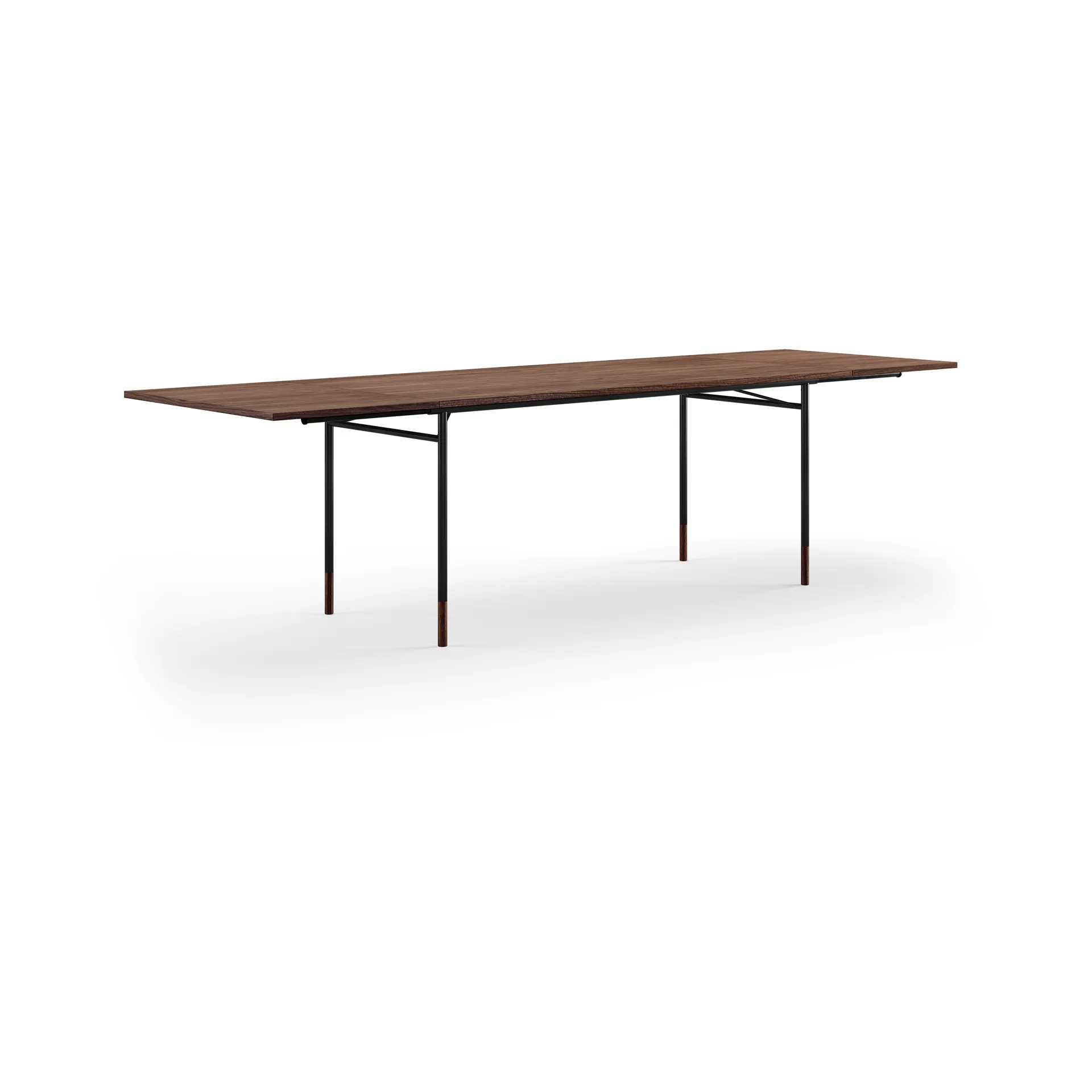 Nyhavn Dining Table matbord med klaffar, Valnöt-svarta ben House of Finn Juhl