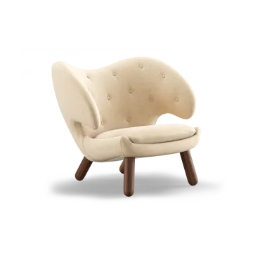 Pelican Chair fåtölj m. knappar - Valnöt-watercolor soft linen - House of Finn Juhl