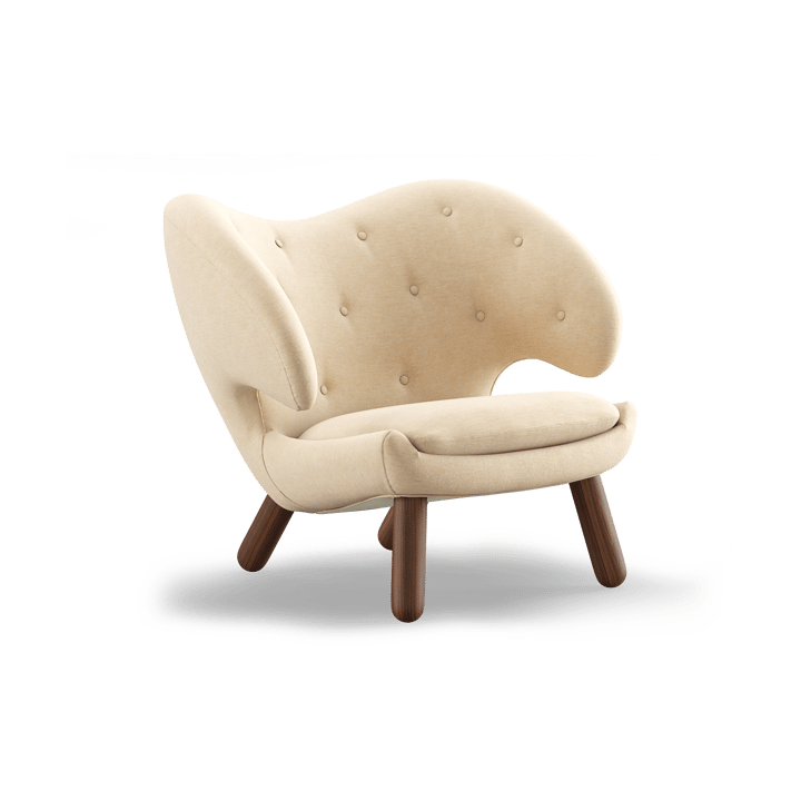 Pelican Chair fåtölj m. knappar - Valnöt-watercolor soft linen - House of Finn Juhl