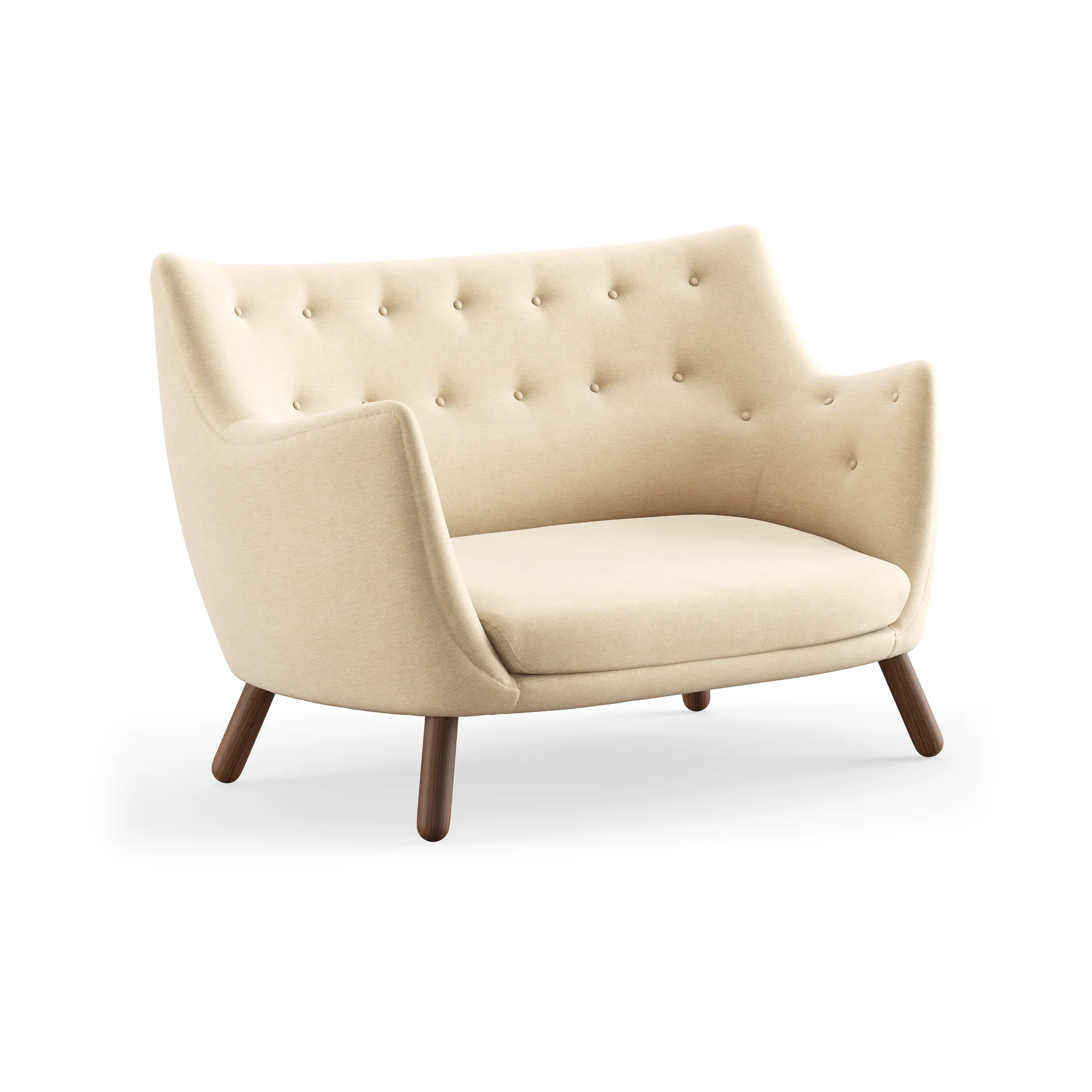 Poet soffa 2-sits, Valnöt-watercolor soft linen House of Finn Juhl