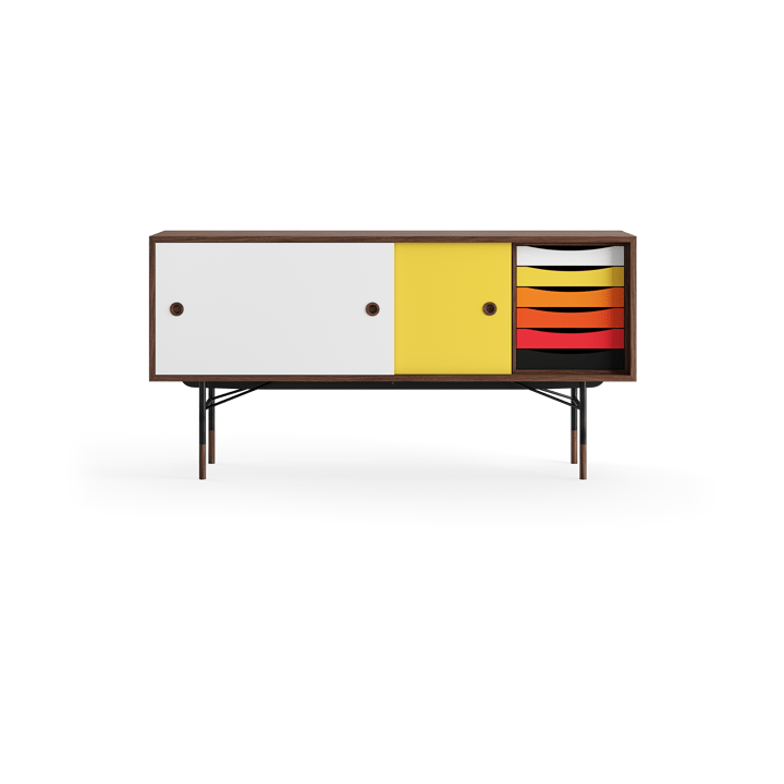 Sideboard med lådor, vit/gul-valnötsfanér House of Finn Juhl