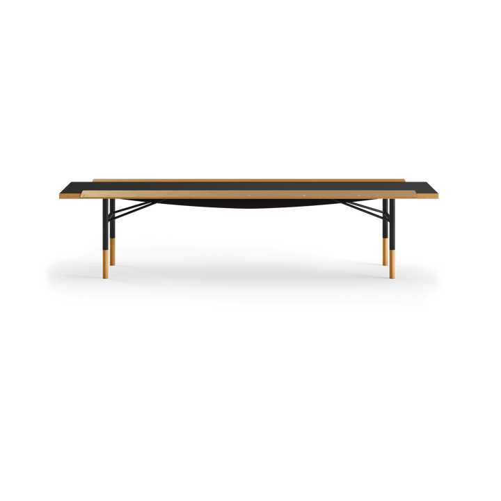 Table bänk mässingkant 112 cm - Ek-svart laminat-svarta ben - House of Finn Juhl