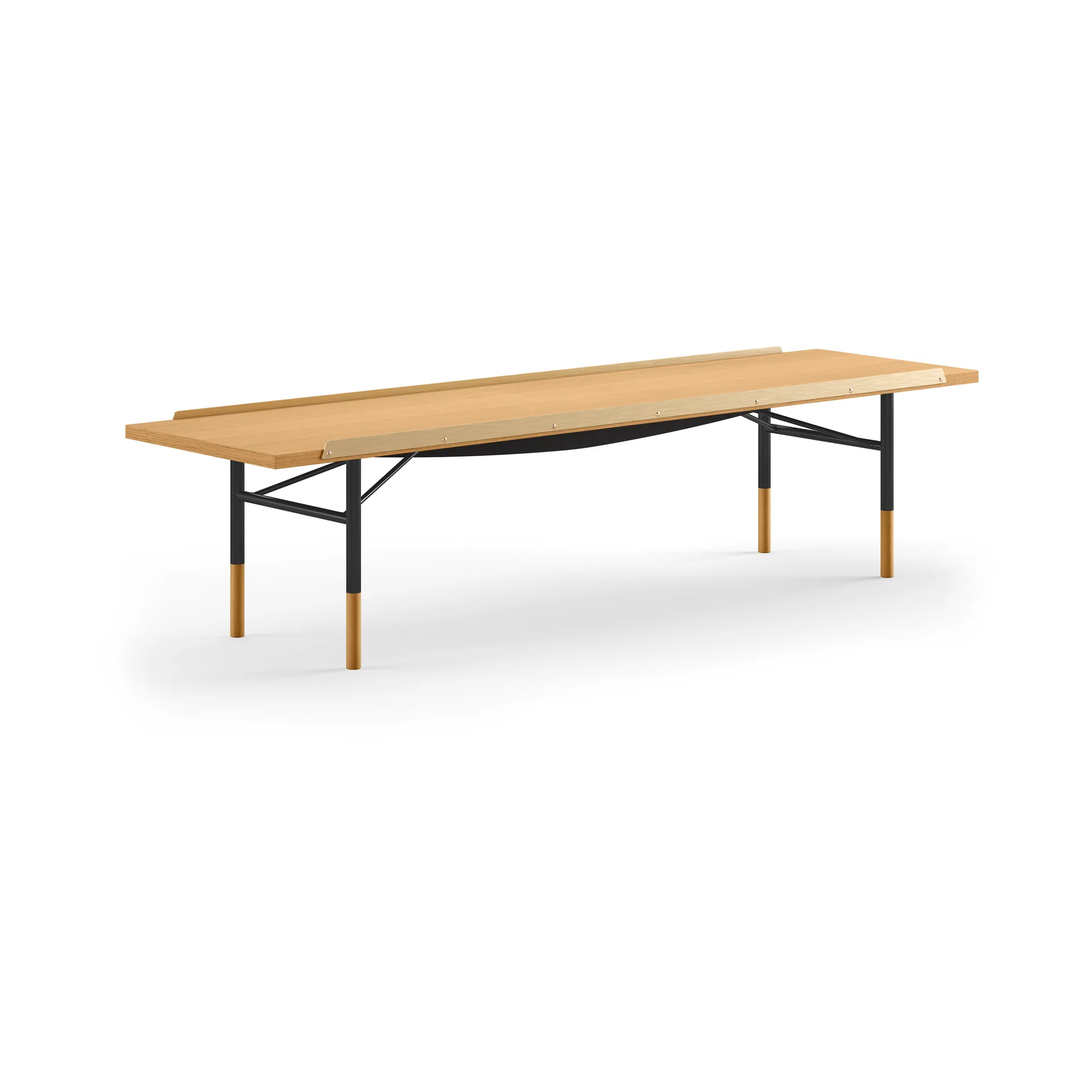 Table bänk mässingkant 112 cm, Ek-svarta ben House of Finn Juhl